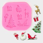 Молд «Новогодняя суета», силикон, 8×1,1 см, цвет розовый - фото 318004090