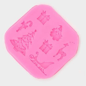 Силиконовый молд «Новогодняя суета», 8×1,1 см, цвет розовый