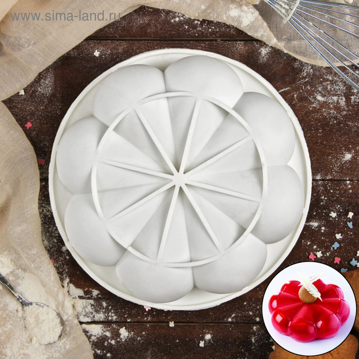 Форма силиконовая для муссовых десертов и выпечки Доляна «Бонжур», 19×5 см, цвет белый