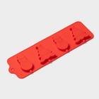 Форма для леденцов Доляна «Новый год», силикон, 31×9 см, 4 ячейки, с палочками, красная - Фото 3