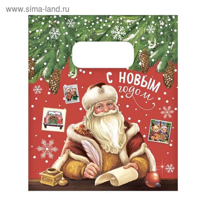 Пакет подарочный полиэтиленовый «Посылка от Деда Мороза», 17 × 20 см - Фото 1