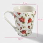 Кружка Доляна «Цветочный принт», 260 мл, фарфор, белая - Фото 2