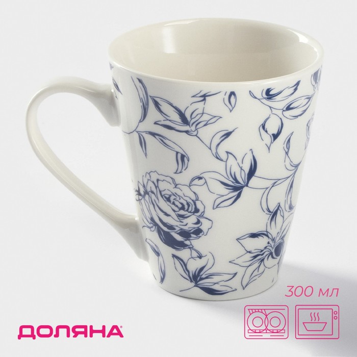 Кружка Доляна «Розалия», 300 мл, фарфор, белая - Фото 1