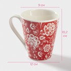 Кружка Доляна «Цветы на красном», 280 мл, фарфор, красная - Фото 2