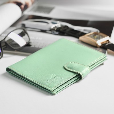 Обложка для автодокументов+паспорт ВП-40, 9,5*0,5*13,5, на кнопке, "DEER", ОЗ Мята