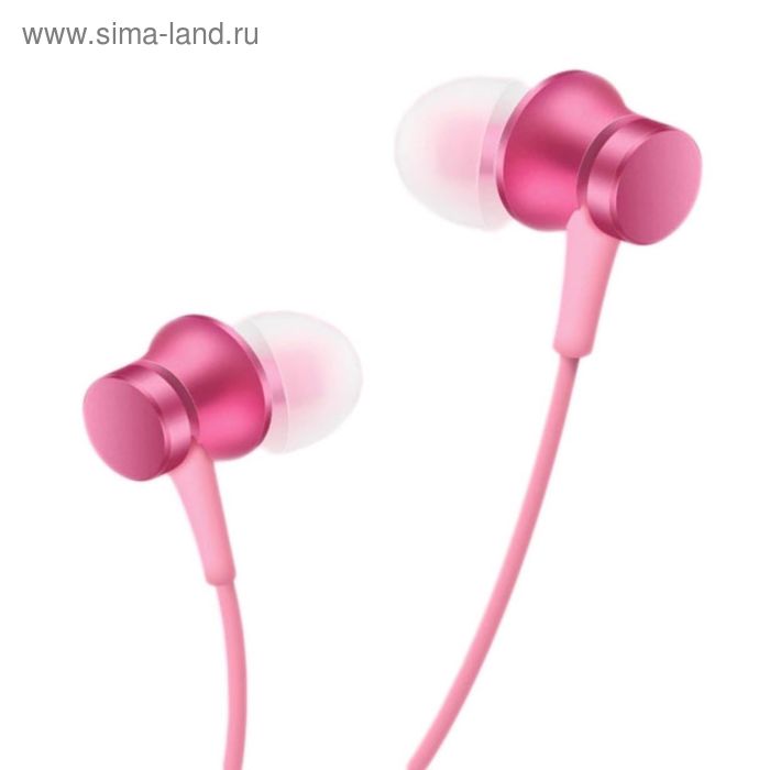 Наушники с микрофоном Xiaomi Mi In-ear Headfones Basic, вкладыши вакуумные, розовые - Фото 1