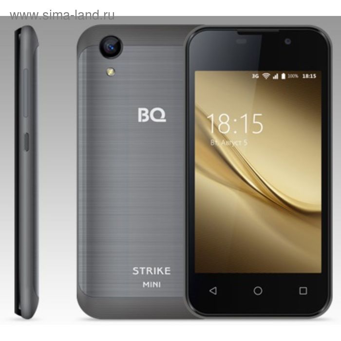 Смартфон BQ S-4072 Strike Mini 4,0", TN, 8Гб, 1Гб, 5Мп, 3G, Android 7.0, серый - Фото 1