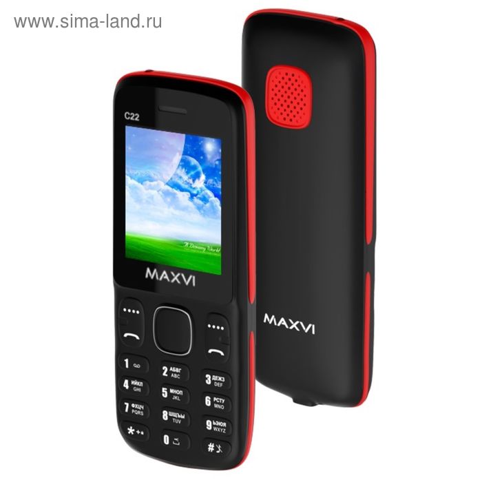 Сотовый телефон Maxvi C22, 1.77", 2 sim, 32Мб, microSD, 600 мАч, черно-красный - Фото 1