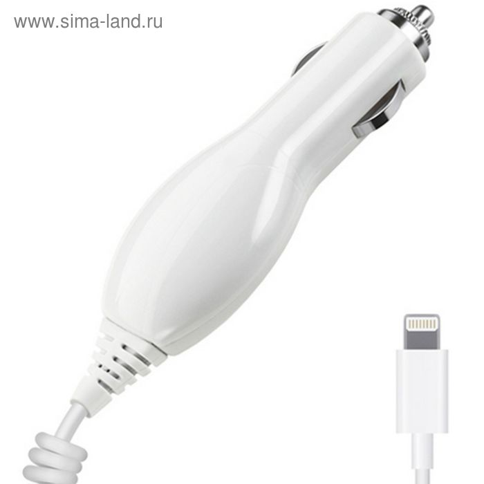 Авто З/У Deppa (22125) Apple 8-pin iPhone 5/6/7, белый 1000  mA - Фото 1