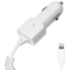 Авто З/У Prime Line (2201) Apple 8-pin iPhone 5/6 1000 mA,  белый витой кабель - Фото 1