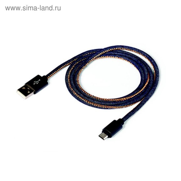 Кабель DF aJeans-01 micro USB-USB 1м  (джинсовый) - Фото 1