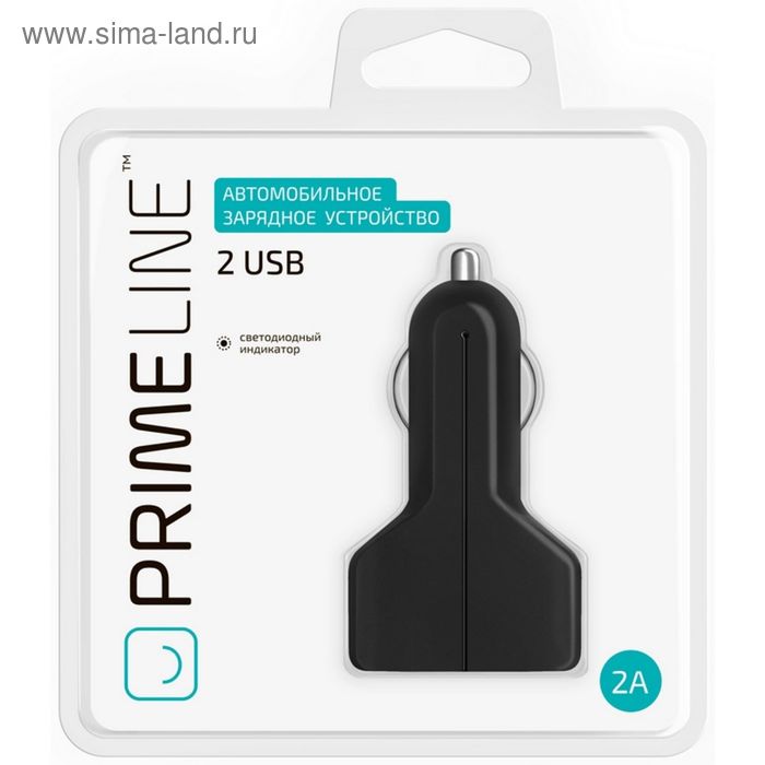 Авто З/У Prime Line (2211) 2 USB 2100 mA, черный - Фото 1