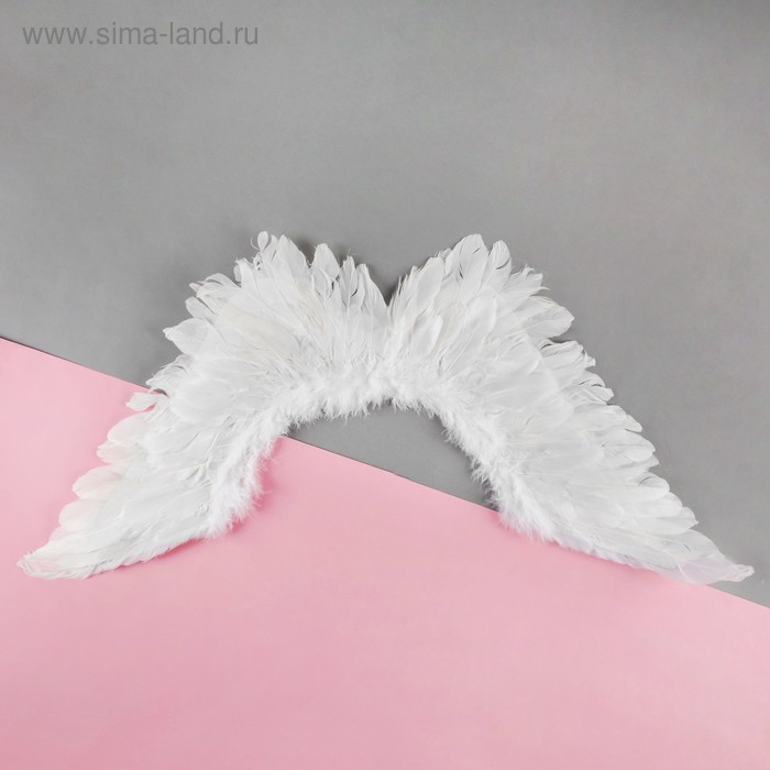 Крылья ангела, белые с блестками, на резинке - Фото 1