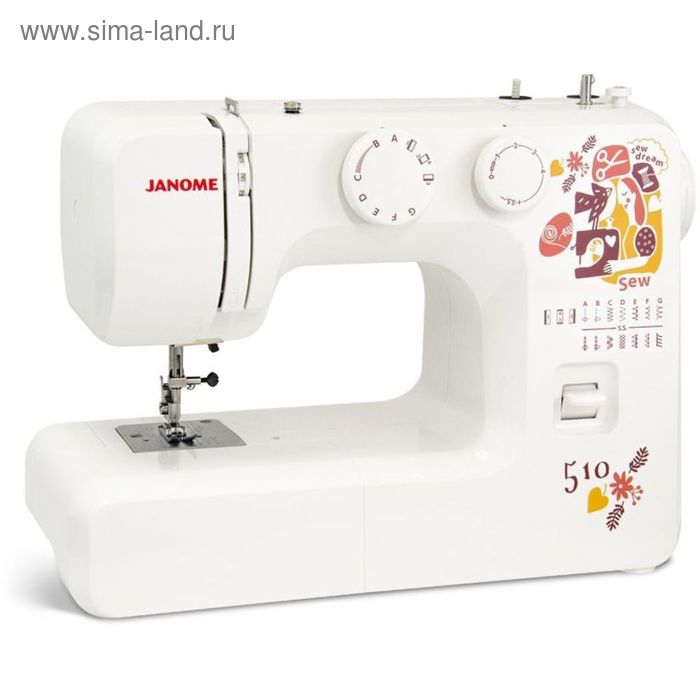 Швейная машина Janome Sew Dream 510, 35 Вт, 15 операций, полуавтомат, белая - Фото 1
