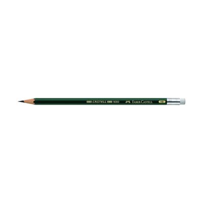 Карандаш художественный чёрнографитный Faber-Castel CASTELL® 9000 профессиональные HB с ластиком зелёный
