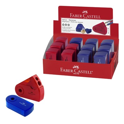 Точилка Faber-Castell с контейнером Sleeve 2 отверстия, красный/синий