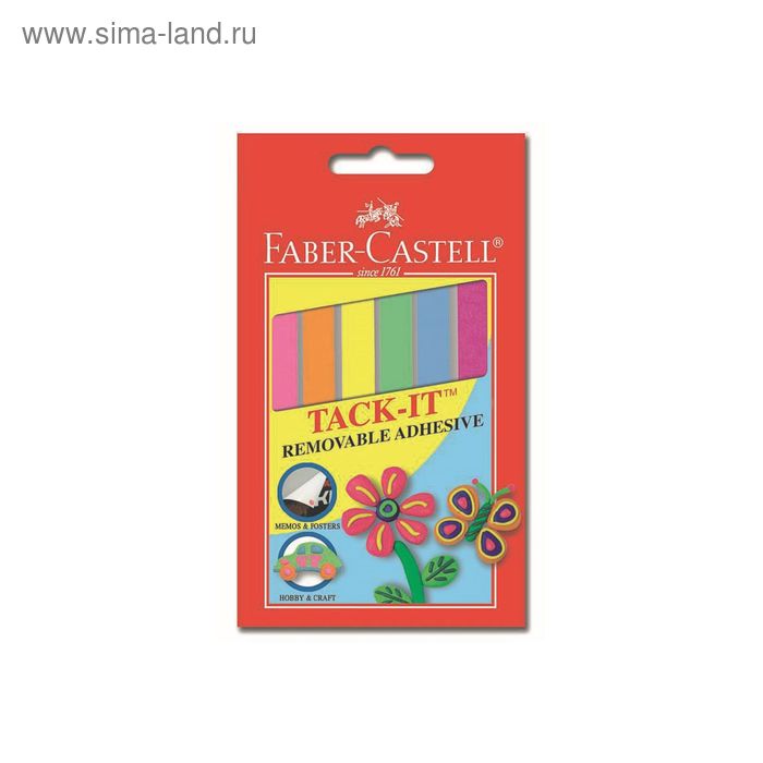 Клеящие подушечки Faber-Castell TACK-IT, цветные (6 цветов), 50 г, блистер - Фото 1