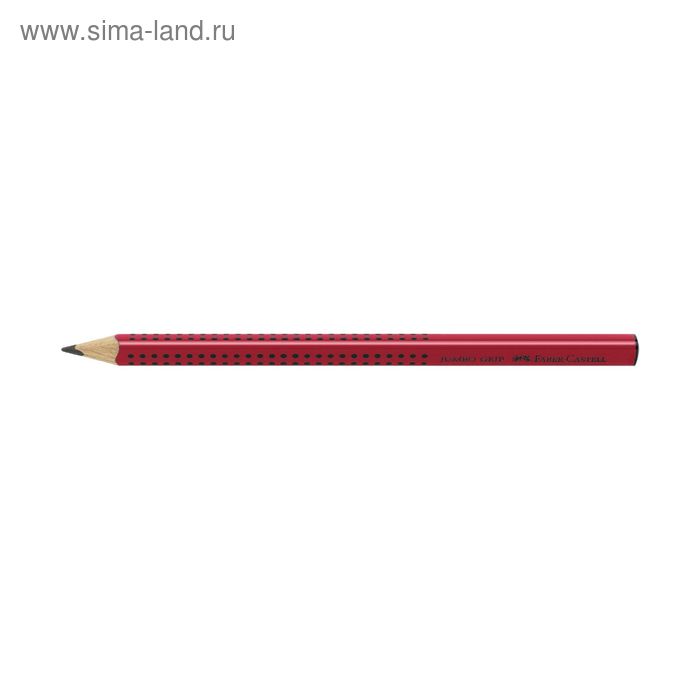 Карандаш чёрнографитный Faber-Castell Jumbo GRIP В трёхгранный корпус с массажными шашечками, красный - Фото 1