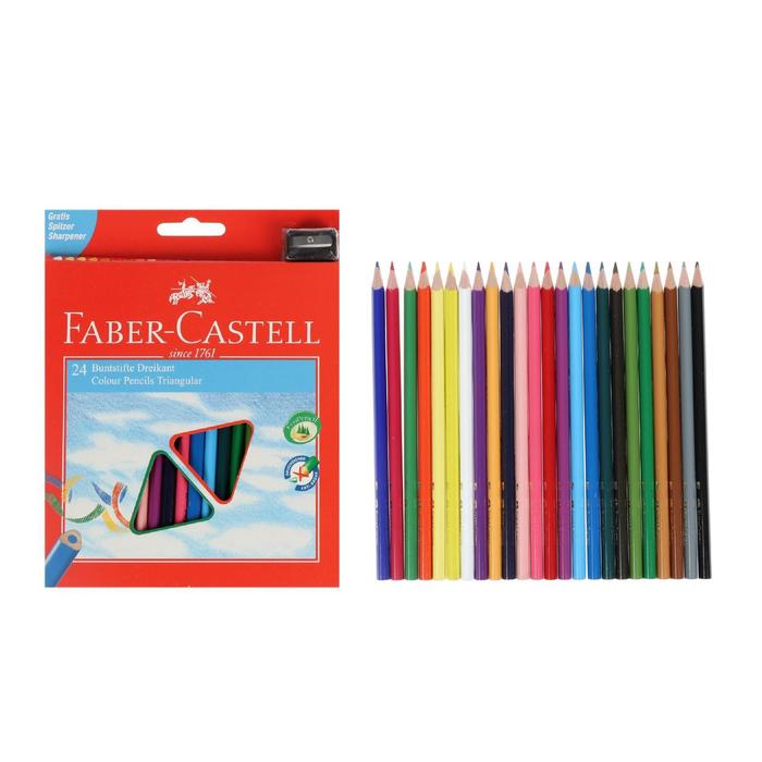

Карандаши 24 цвета Faber-Castell Eco трёхгранные с точилкой, картонная коробка
