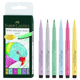 Ручка-кисть капиллярная набор Faber-Castell PITT Artist Pen Brush, 6 цветов, пастельные тона 2689024