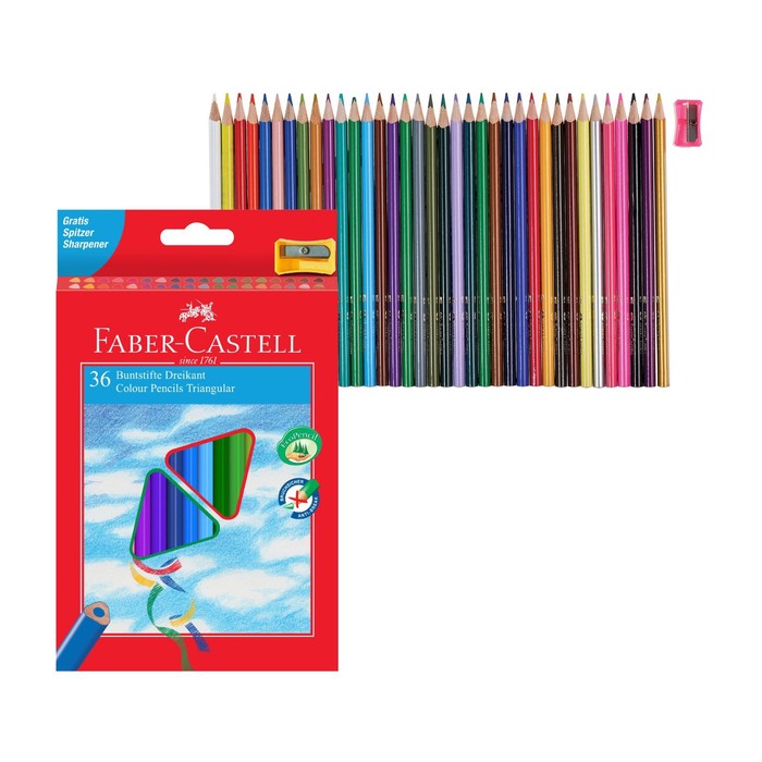 Карандаши 36 цветов Faber-Castell Eco, трёхгранный корпус, с точилкой - Фото 1
