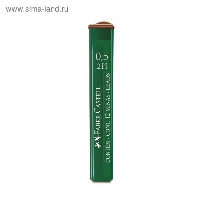 Грифели для механических карандашей 0.5 мм Faber-Castell Polymer 2H 12 штук, футляр - Фото 1