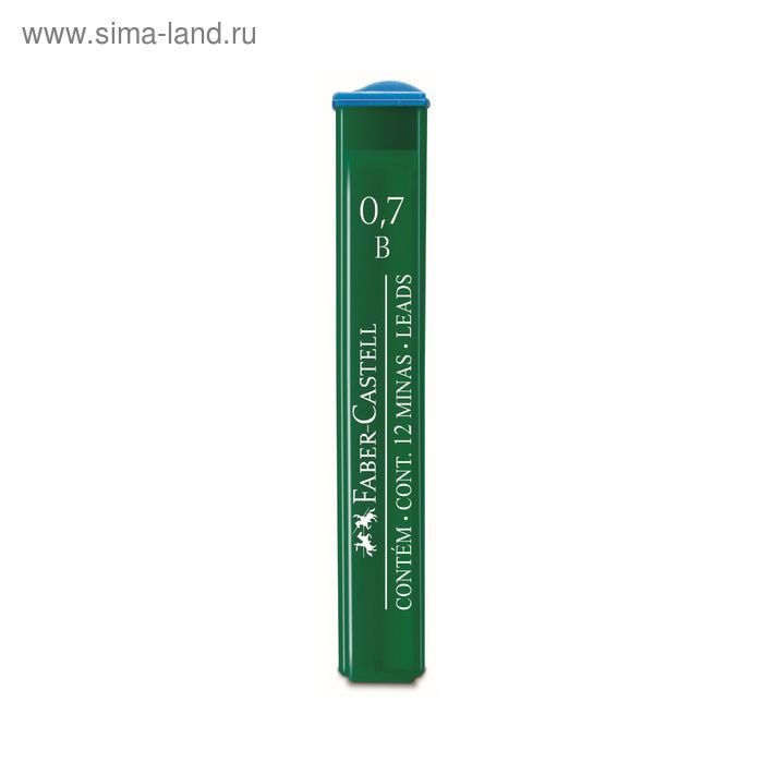 Грифели для механических карандашей 0.7 мм Faber-Castell Polymer В 12 штук, футляр - Фото 1