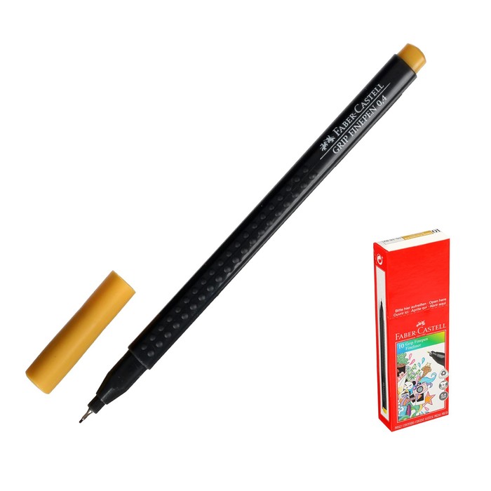 Ручка капиллярная Faber-Castell GRIP, линер 0.4 мм, оранжевая - Фото 1