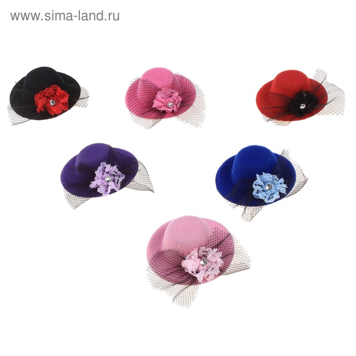 Карнавальный зажим - шляпка "Милашка", цвета МИКС - Фото 1