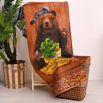 Полотенце вафельное «Банька парит», 60×146 см, хлопок 100%