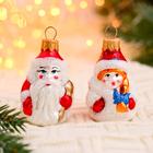 Набор ёлочных игрушек "Дед Мороз и Снегурочка мини" 2 шт, 9 см - Фото 4