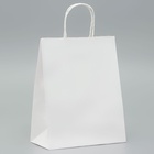 Пакет крафт без печати, белый, круглая ручка 22×12×28 см - Фото 2