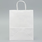 Пакет крафт без печати, белый, круглая ручка 22×12×28 см - Фото 3
