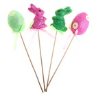 сувенир на палочке ассорти блестка зайка 2шт + яйцо 2шт - Фото 2