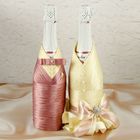Украшение на шампанское "Элит-тубы" с бантом, кремово-персиковое - Фото 1