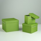 Набор коробок 3 в 1, зелёный, 25 х 25 х 20 - 14 х 14 х 14 см - Фото 2