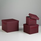 Набор коробок 3 в 1, бордовый, 25 х 25 х 20 - 14 х 14 х 14 см - Фото 2