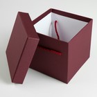 Набор коробок 3 в 1, бордовый, 25 х 25 х 20 - 14 х 14 х 14 см - Фото 3