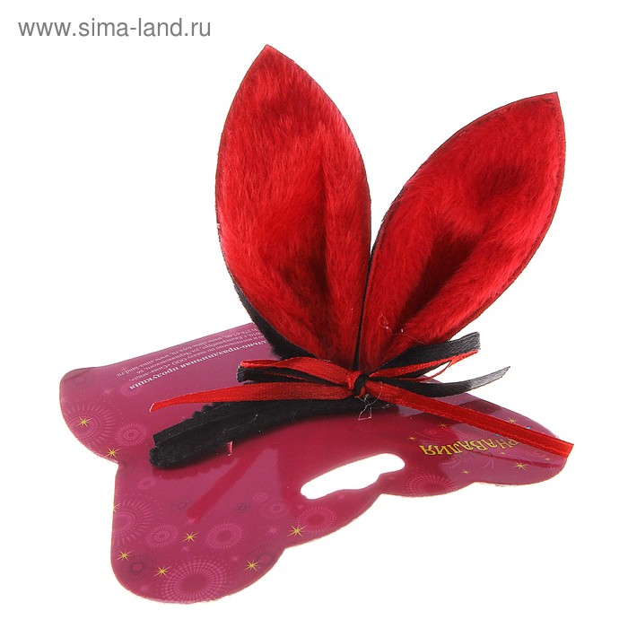 Карнавальный зажим "Ушки" с бантиком - Фото 1