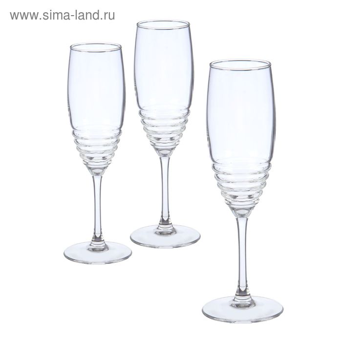 Набор бокалов для шампанского 190 мл, Harena Flute, 3 шт - Фото 1