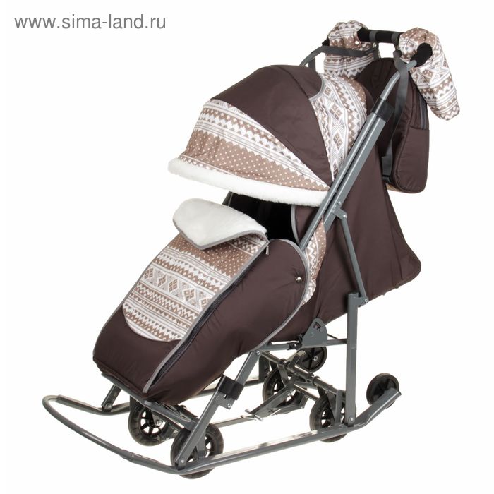 Санки коляска «Скандинавия», цвет коричневый