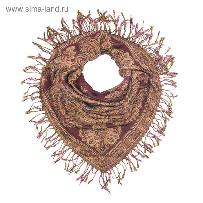 Платок текстильный, размер 100х100, цвет коричневый F565_4 - Фото 1