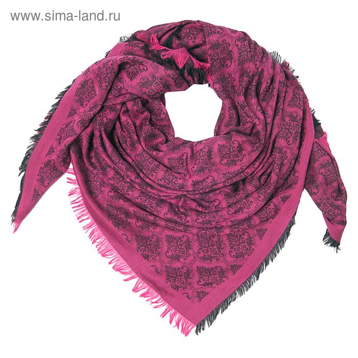 Платок текстильный, размер 140х140, цвет серый розовый F573_22 - Фото 1