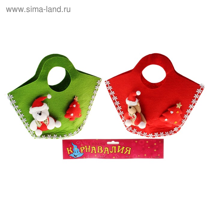 Мягкая игрушка-сумка "Мишка" с елочкой, цвета МИКС - Фото 1