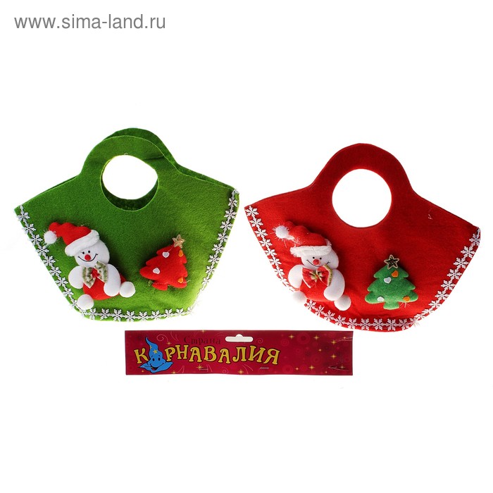 Мягкая игрушка-сумка "Снеговик" с елочкой, цвета МИКС - Фото 1