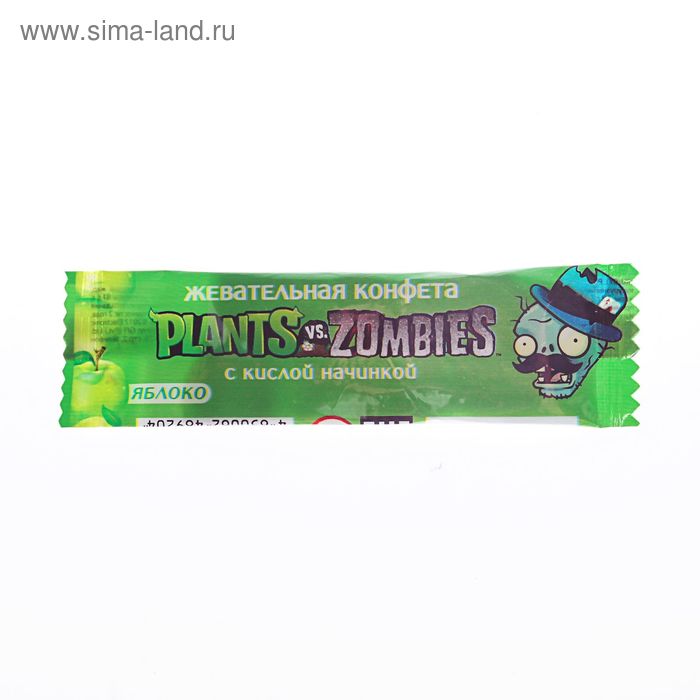 Конфета жевательная Plants vs Zombies "Растения против Зомби" плоская с кислой начинкой, 8г   273237 - Фото 1