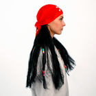 Карнавальный парик «Пиратка в бандане», с косичками, 120 г, цвет чёрный - Фото 3