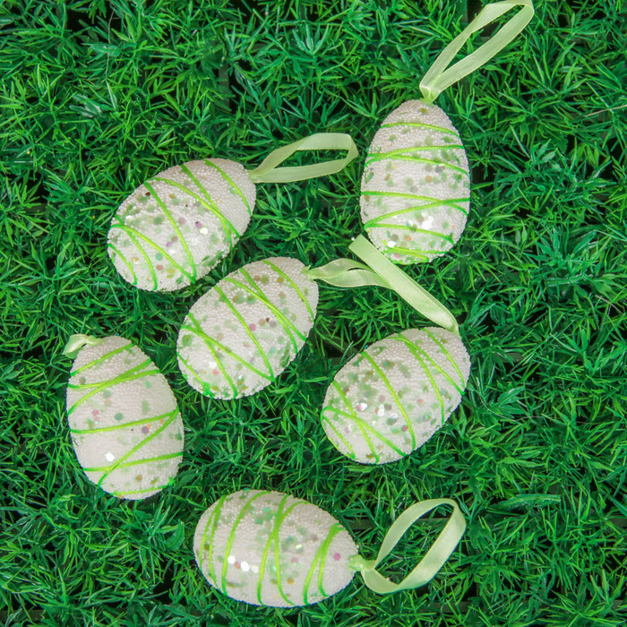 сувенир яйцо серпантин блестка 4 х 4 х 6 см (набор 6 шт) - Фото 1