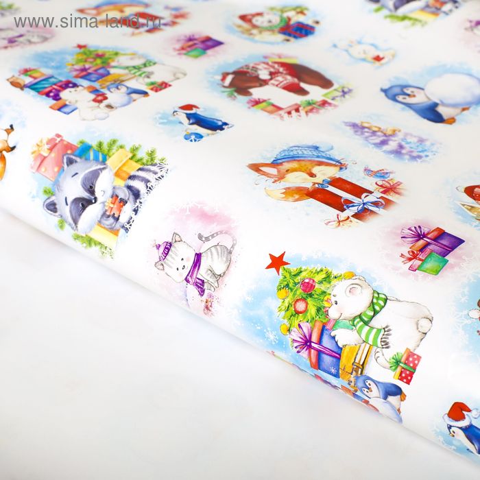 Бумага упаковочная глянцевая «Северные жители», 70 × 100 см - Фото 1