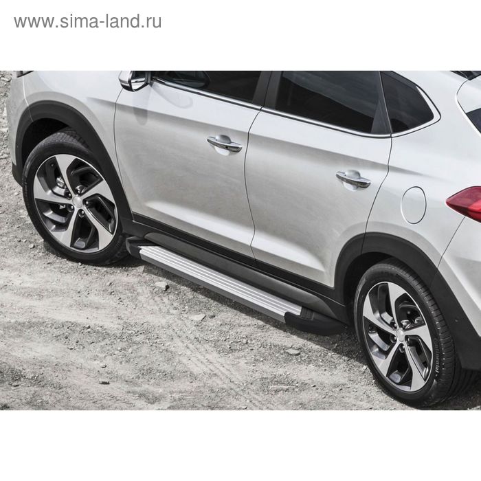 Пороги алюминиевые "Silver" Rival для Hyundai Tucson 2015-, 173 см, 2 шт., F173AL.2309.1 - Фото 1